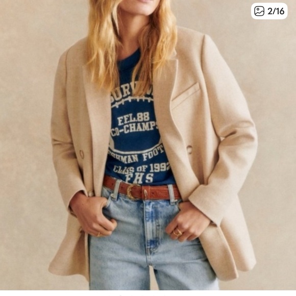 Sezane-Linen, double-breasted suit jacket-Size 42-XL - Picture 6 of 9